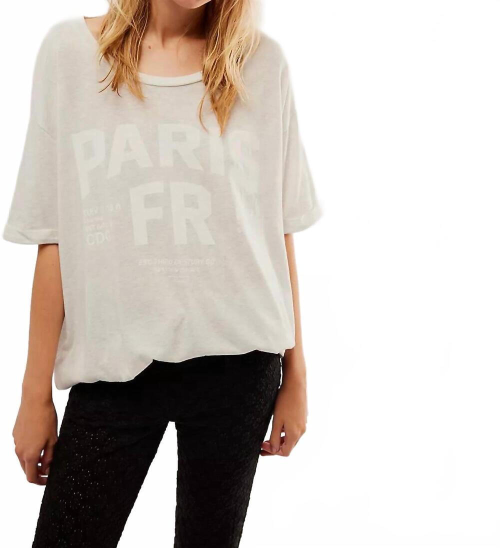 NEW THE LAUNDRY ROOM welcome to paris oversized tee in pebble heather